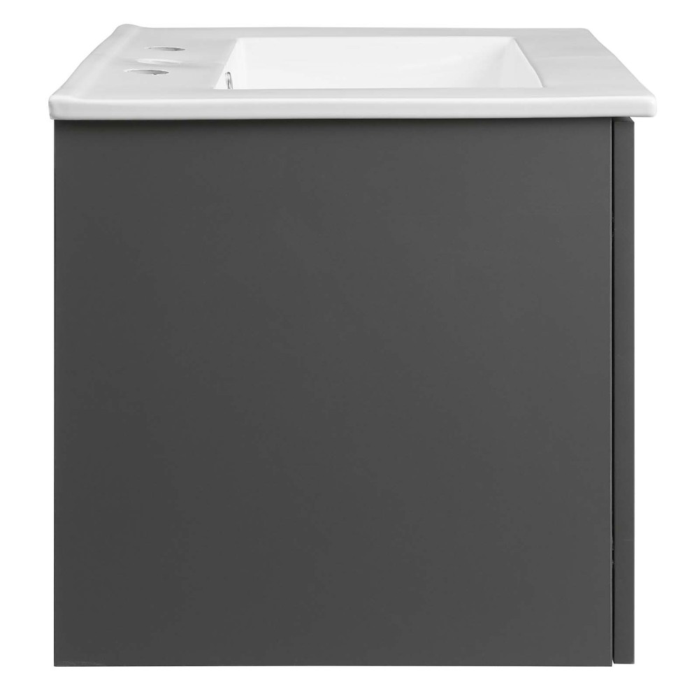 Modway Maybelle 24" Wall-Mount Bathroom Vanity In Gray White