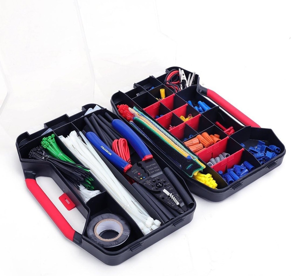 Comprehensive Electrical Kit with 582 Terminals, Connectors and Wire Stripper