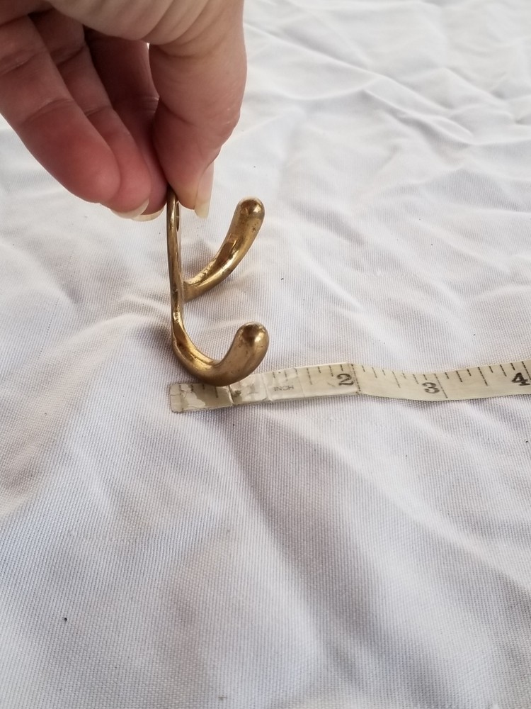 Vintage Hardware Solid Brass Wall Mount Double Robe/ Clothes Hook 2 Prong/ Hooks
