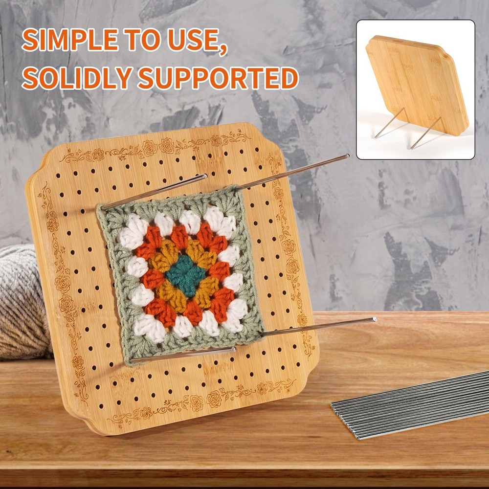 7.6 in Blocking Boards for Crochet Projects with Rose Pattern, Crochet Blocki...