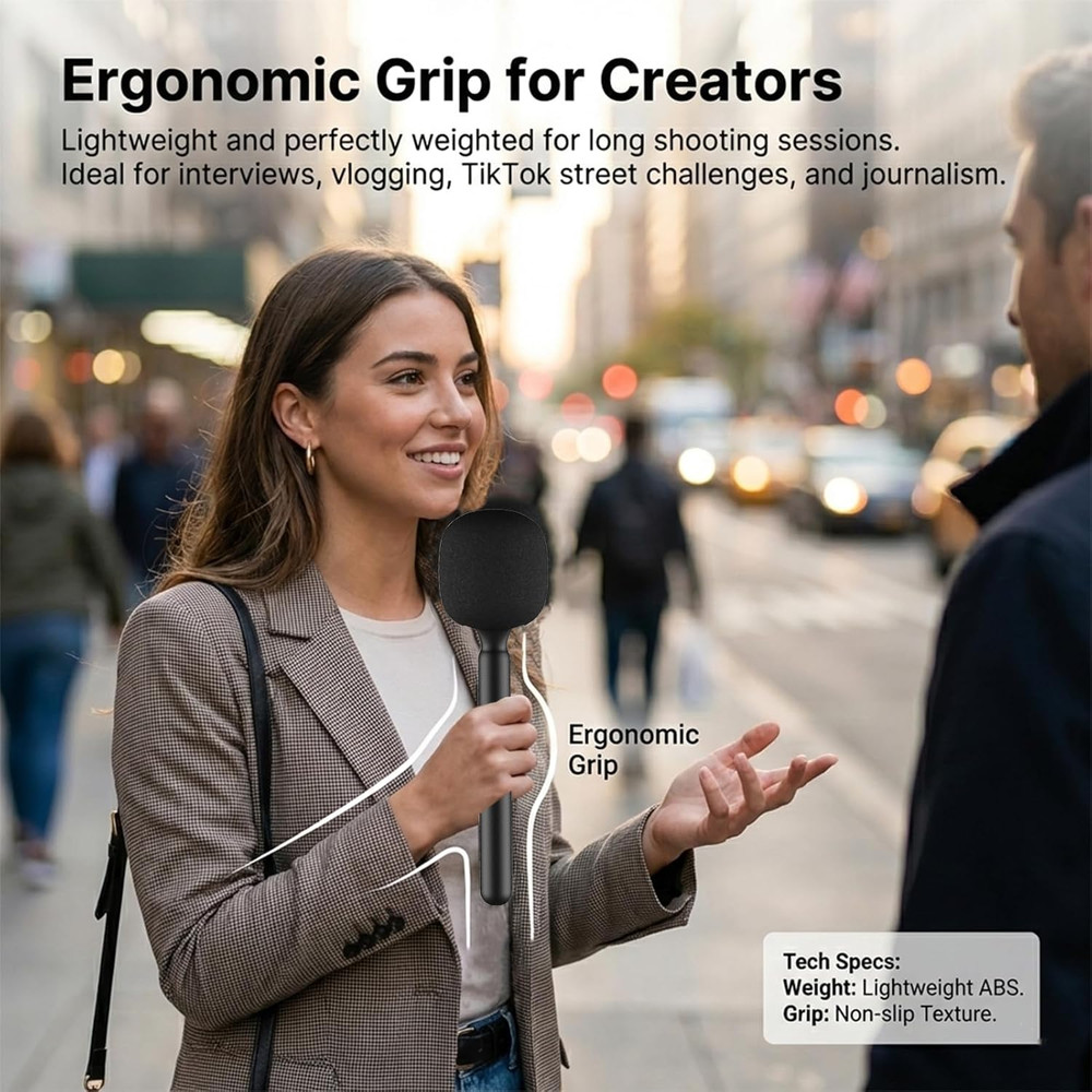 Wireless Microphone Handheld Adapter Stick - Interview Handle Mount for DJI Mic