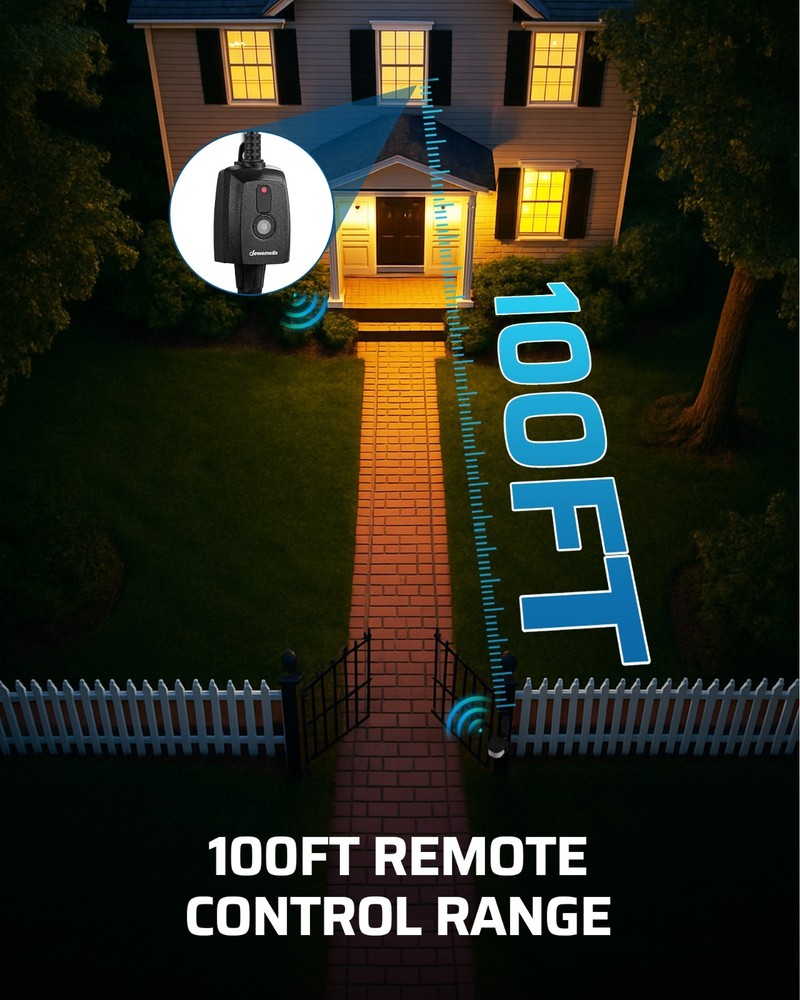 DEWENWILS Motion Sensor Light Switch Outdoor Wireless 100FT Remote 50FT Detect