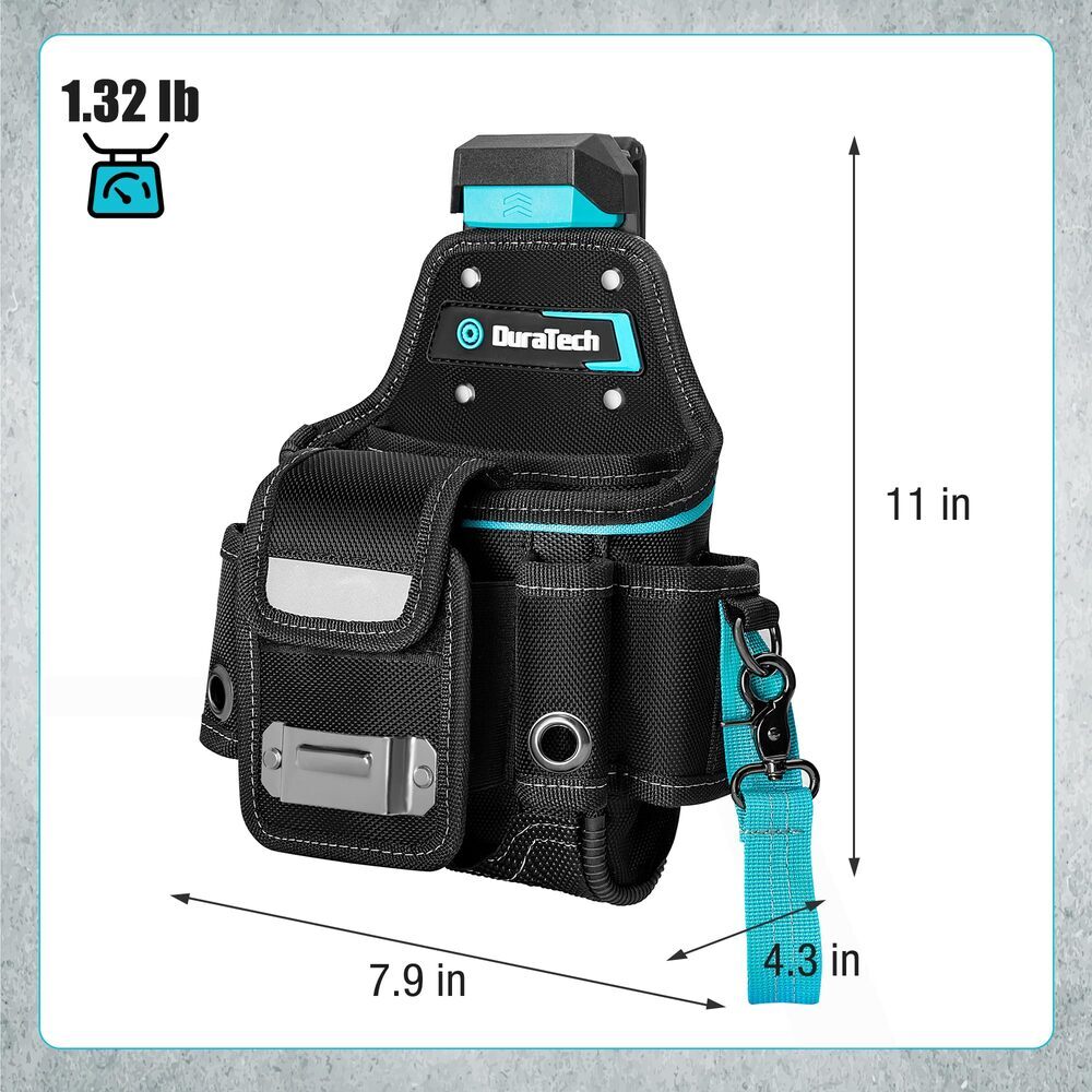 DuraTech Electrician Tool Pouch Expandable Belt Clip Pocket Quick Release Buckle