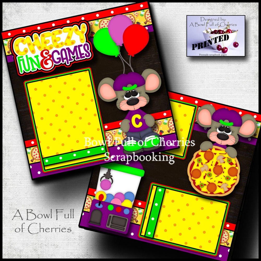 Cheezy Fun & Games 2 premade scrapbook pages printed paper piecing Cherry 0136