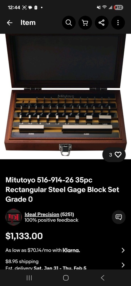 Complete Mitutoyo Gage Block Set #516-914 Grade 2