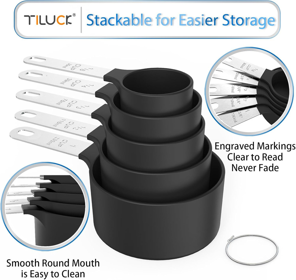 TILUCK Measuring Cups & Spoons Set, Stackable Cups and Spoons FREE SHIPPING