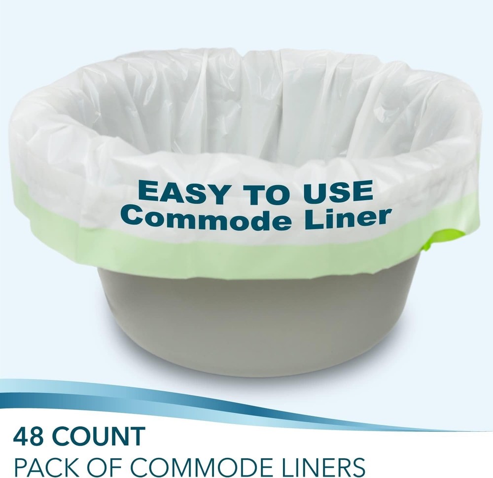 48-Pack Bedside Commode Liners | Universal Fit, Leak-Proof, Disposable Bags