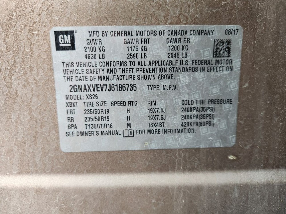 2018 Chevy Equinox 8" Display Screen and Control Panel