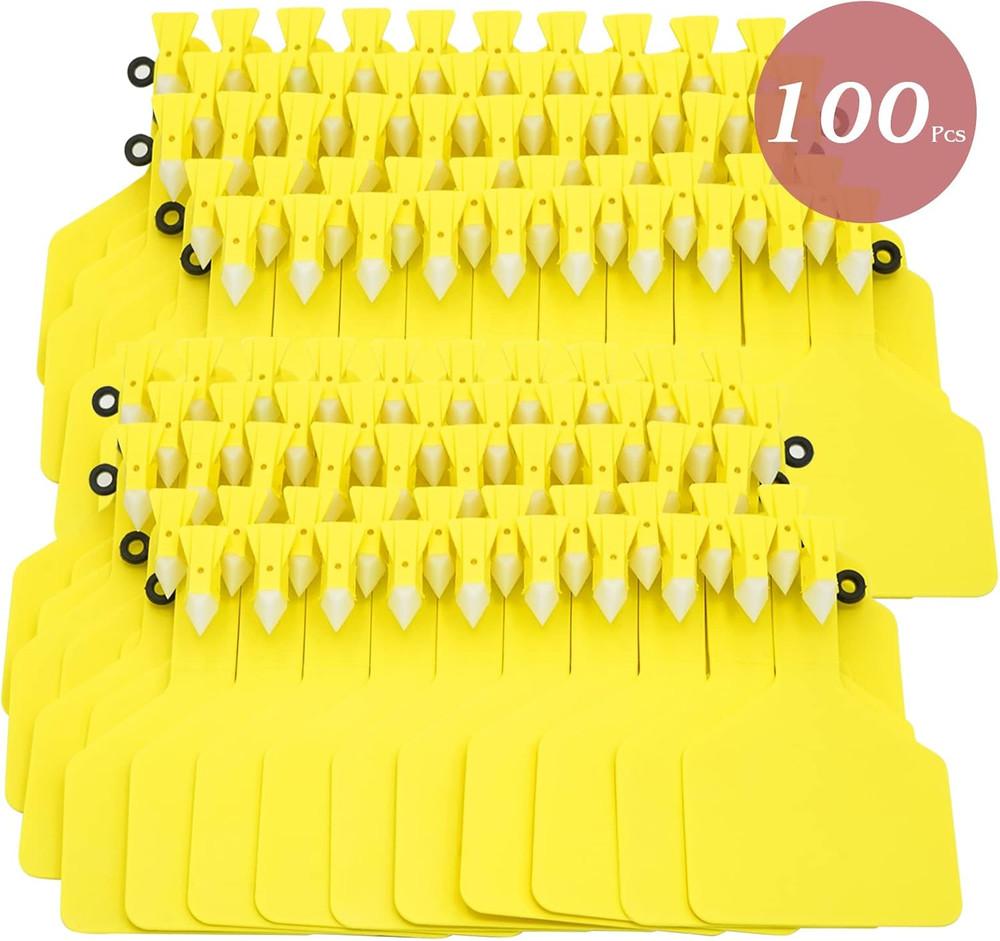 100Pcs One-Piece Cattle Ear Tags Blank Plastic Livestock Identification Tags Lar