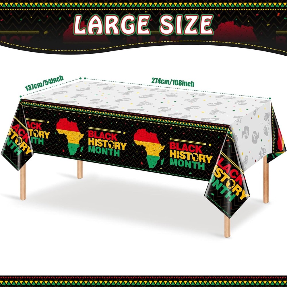 6 Pieces Black History Month Tablecloth 6 Pack,