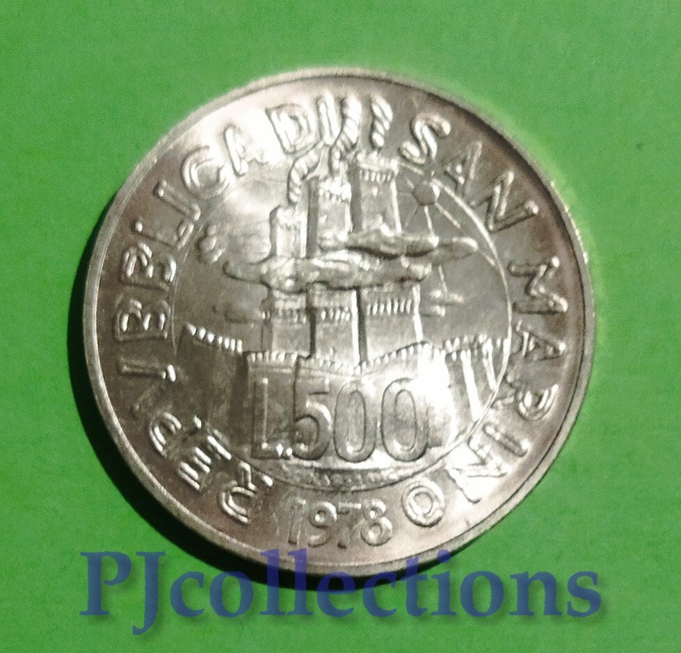 M265-SAN MARINO 500 LIRE 1978 UNC SILVER/SILVER