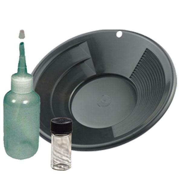 10" Black Gold Pan Panning Kit