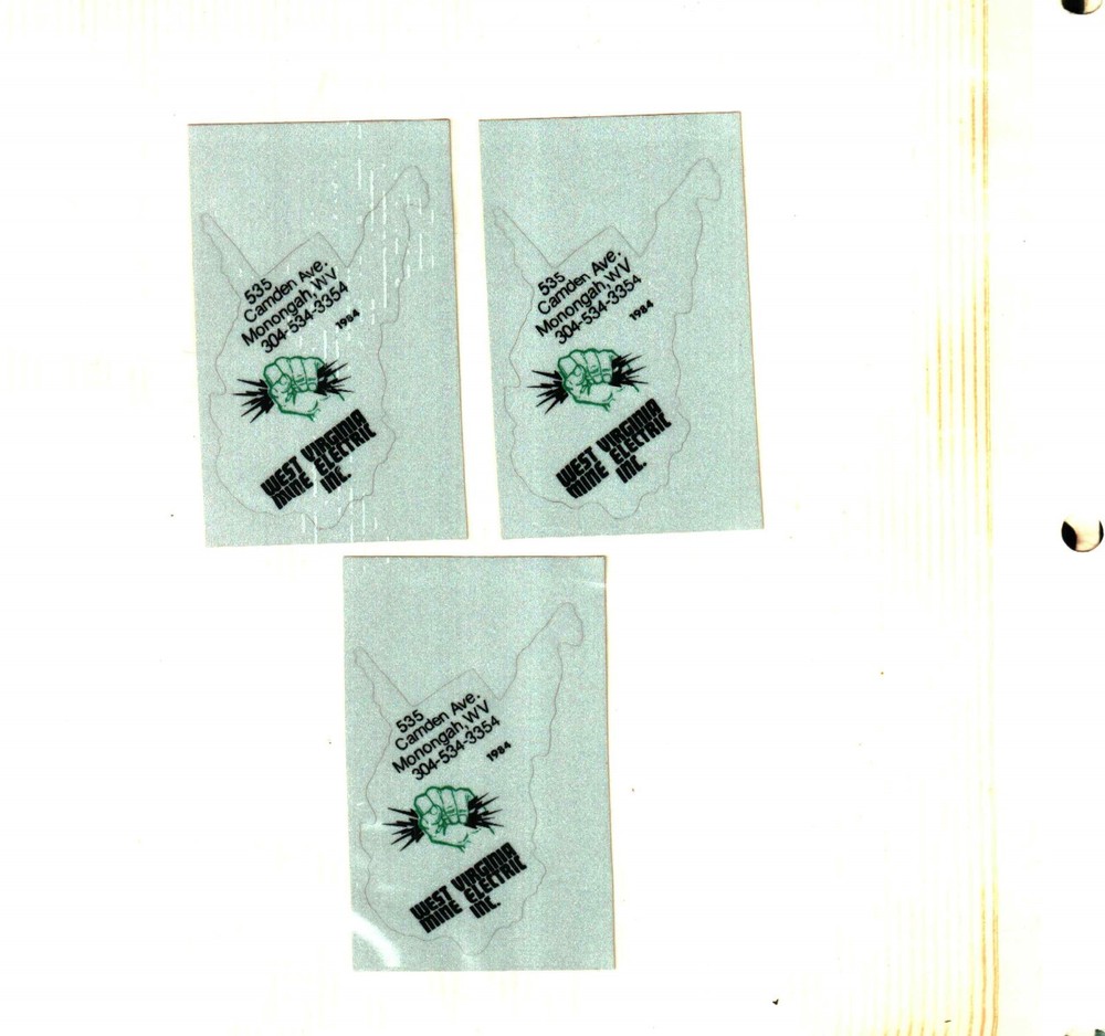 3 NICE WEST VIRGINIA  MINE ELECTRIC COAL MINING STICKERS # 466