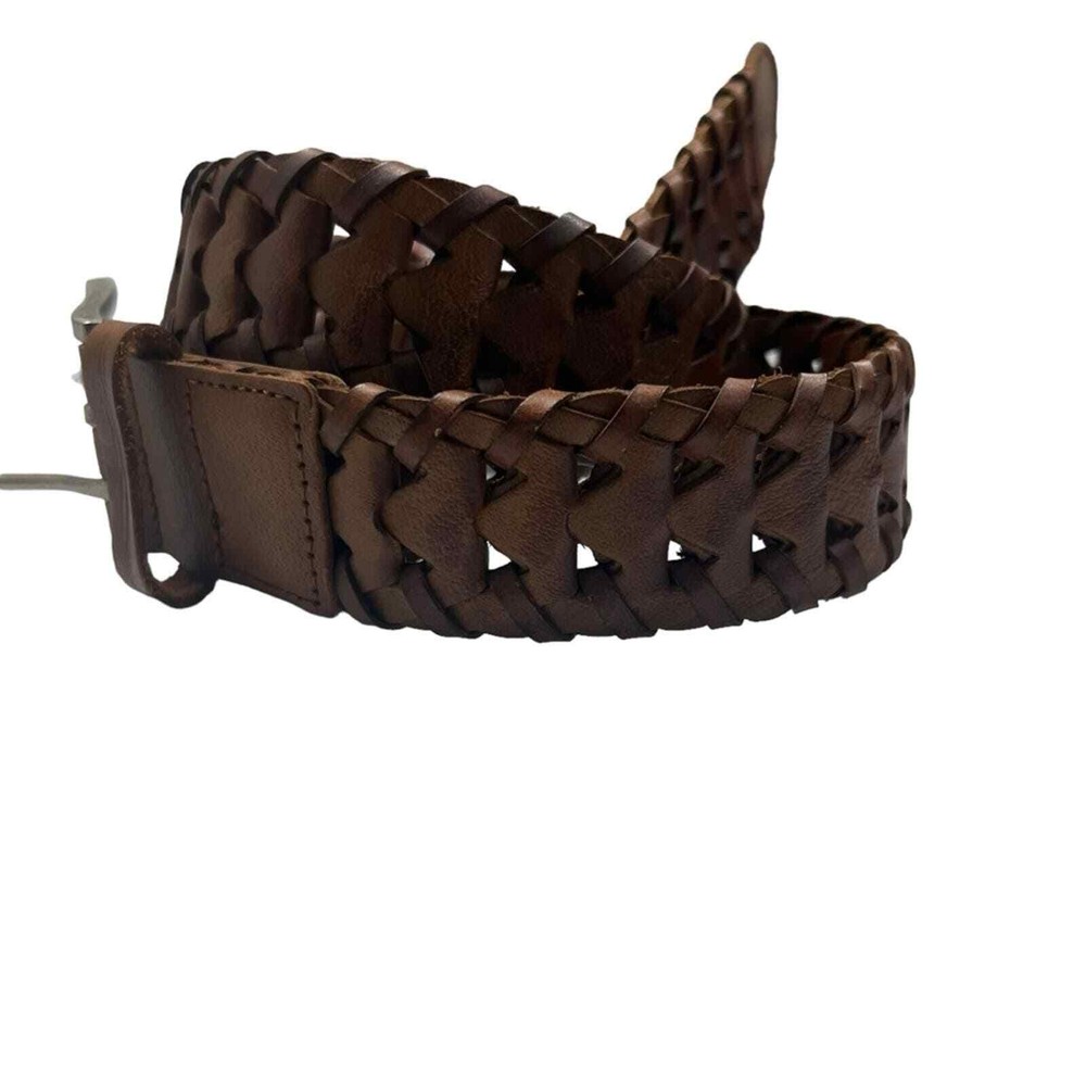 Vintage BROWN leather woven belt. Sz: Medium