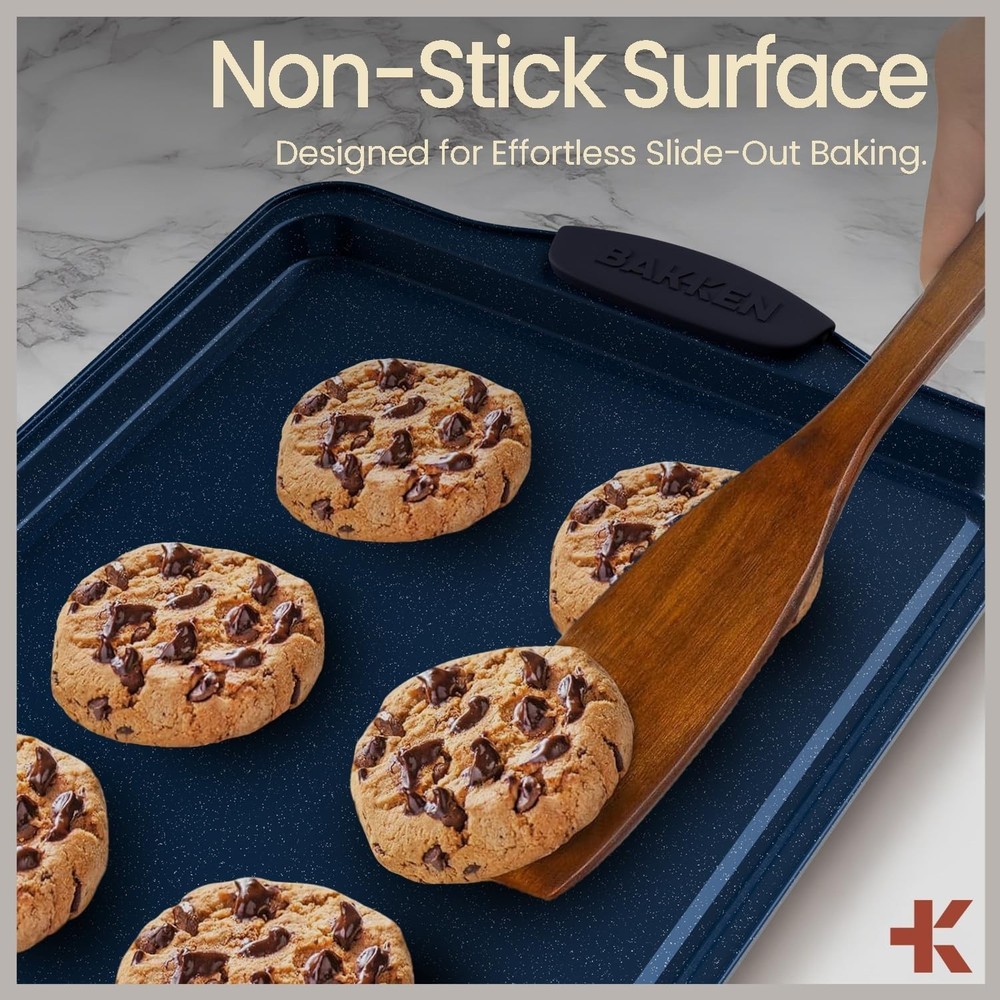 BAKKEN Kitchen Baking Pan Set - Nonstick Coating, Carbon Steel Bakeware Sets ...