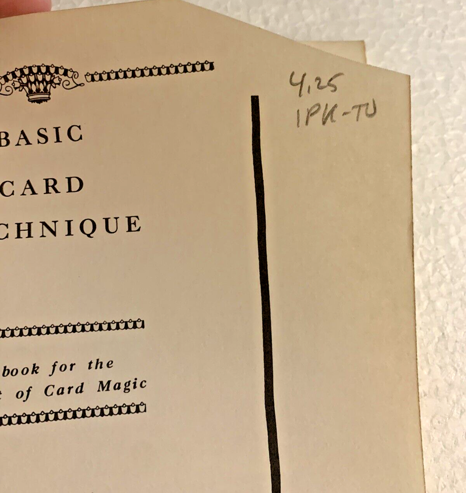 Basic Card Technique by Anthony Norman 1968 Louis Tannen, Magic Tricks