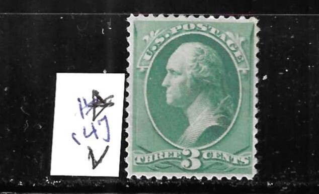US #147 1870-71 WASHINGTON 3C (GREEN)- MINT LIGHT HINGED