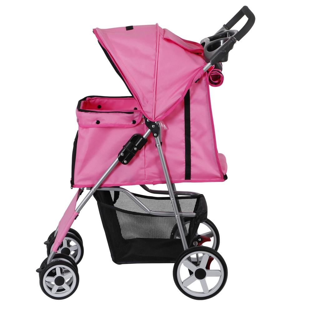 Collapsible Pet Stroller with Mesh Window and Quality Upgrades Smooth Zipper