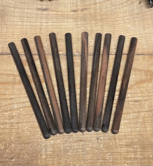 10 - Macassar Ebony  5/16"  Friction Turkey  Call Striker Dowels