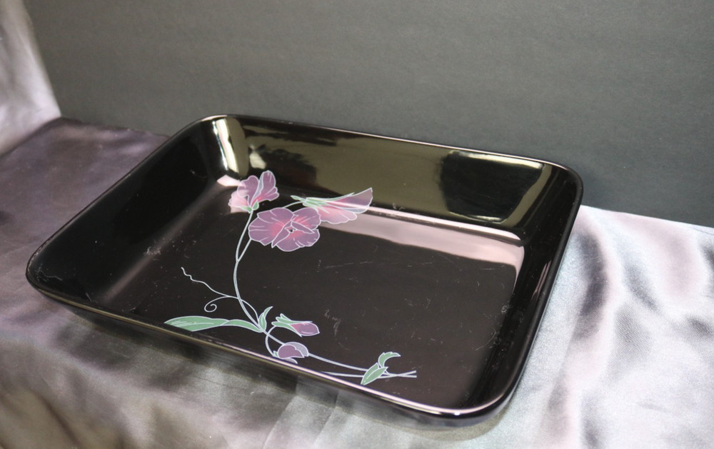 Mikasa RONDO TANGO EJ702 Black Lavender Floral Lasagna Baking Dish Rectangular