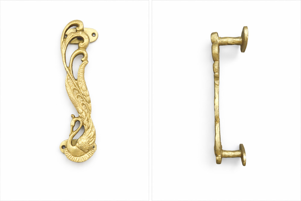 Solid Brass Peacock Door Handle Pull Ornate Bird Design 7" Tall