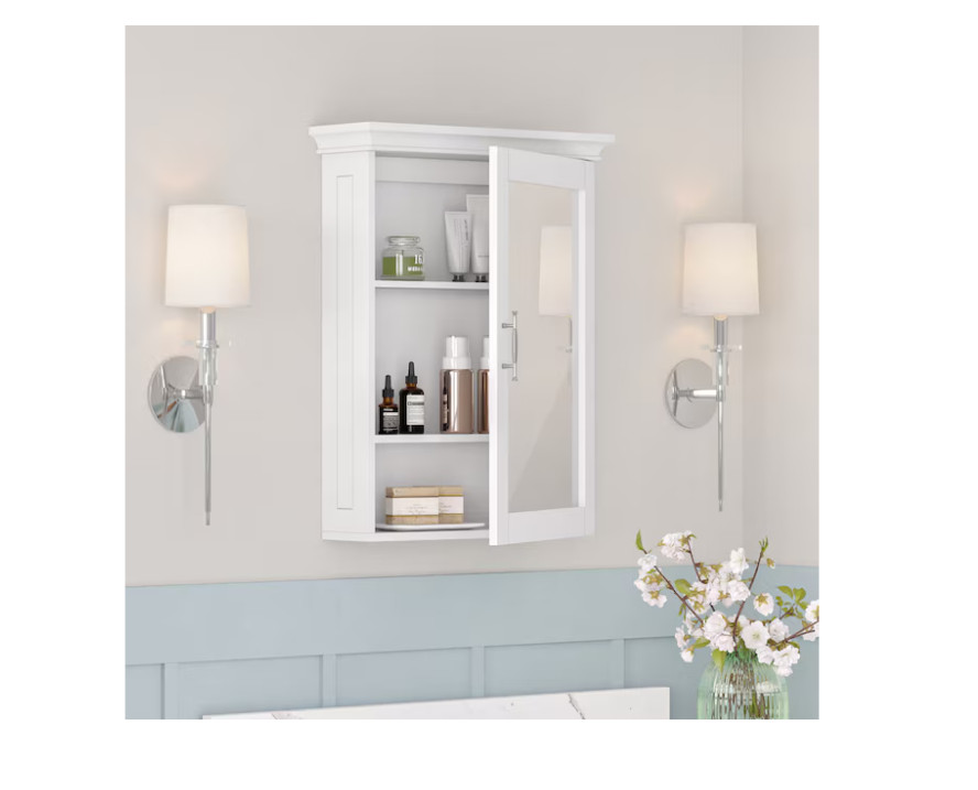 RiverRidge Somerset Surface White Mirrored Rectangle Soft Close Medicine Cabinet