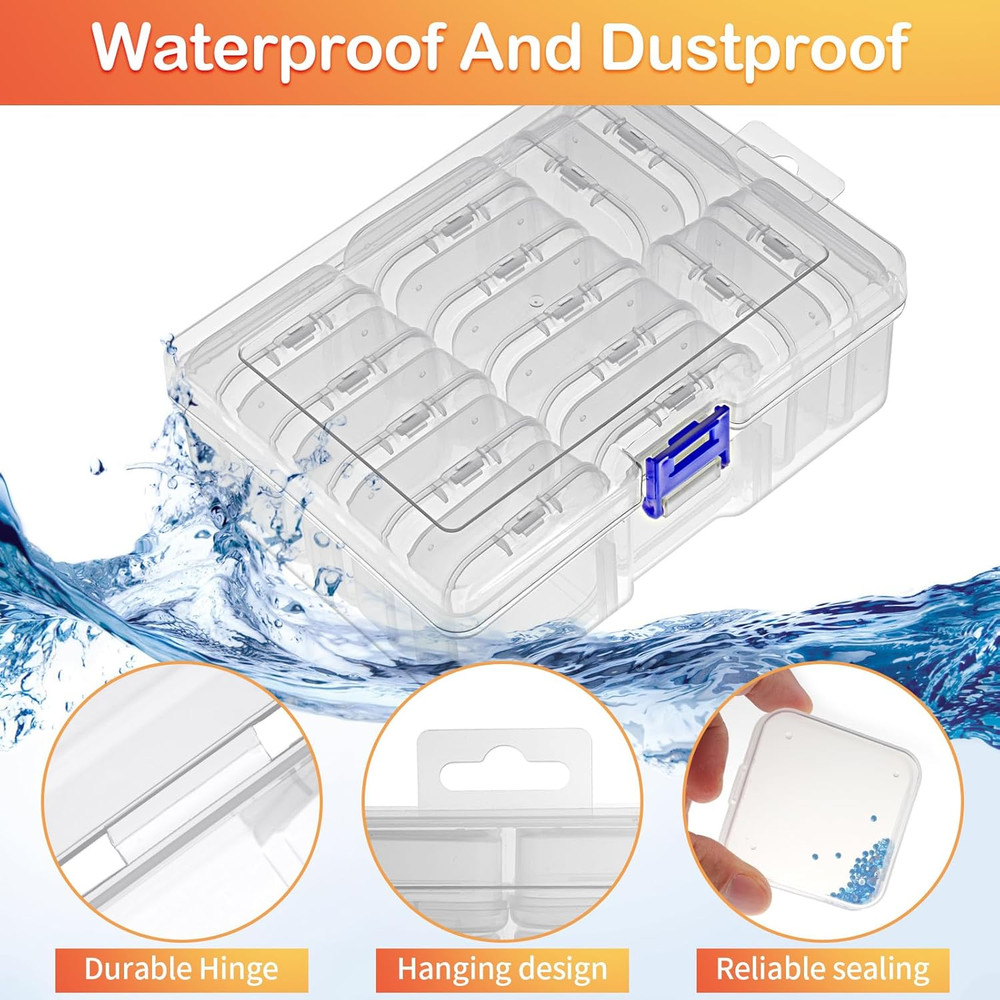 Bead Organizer and Storage, 15 Pcs Clear Bead Storage Containers, Mini Plastic B