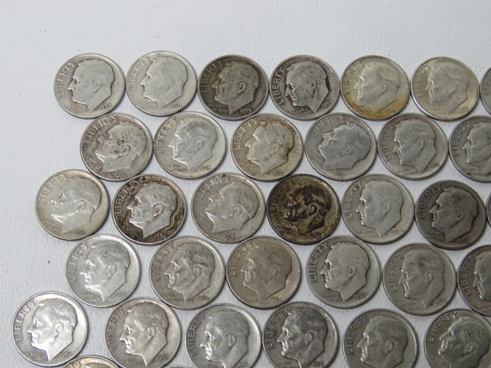 1960's Silver Dimes - 54 Count, 85.70 dwt