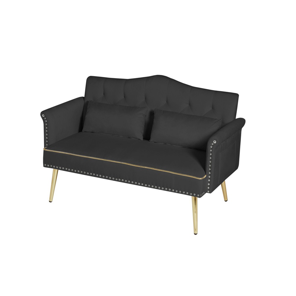 Black Velvet Loveseat Sofa