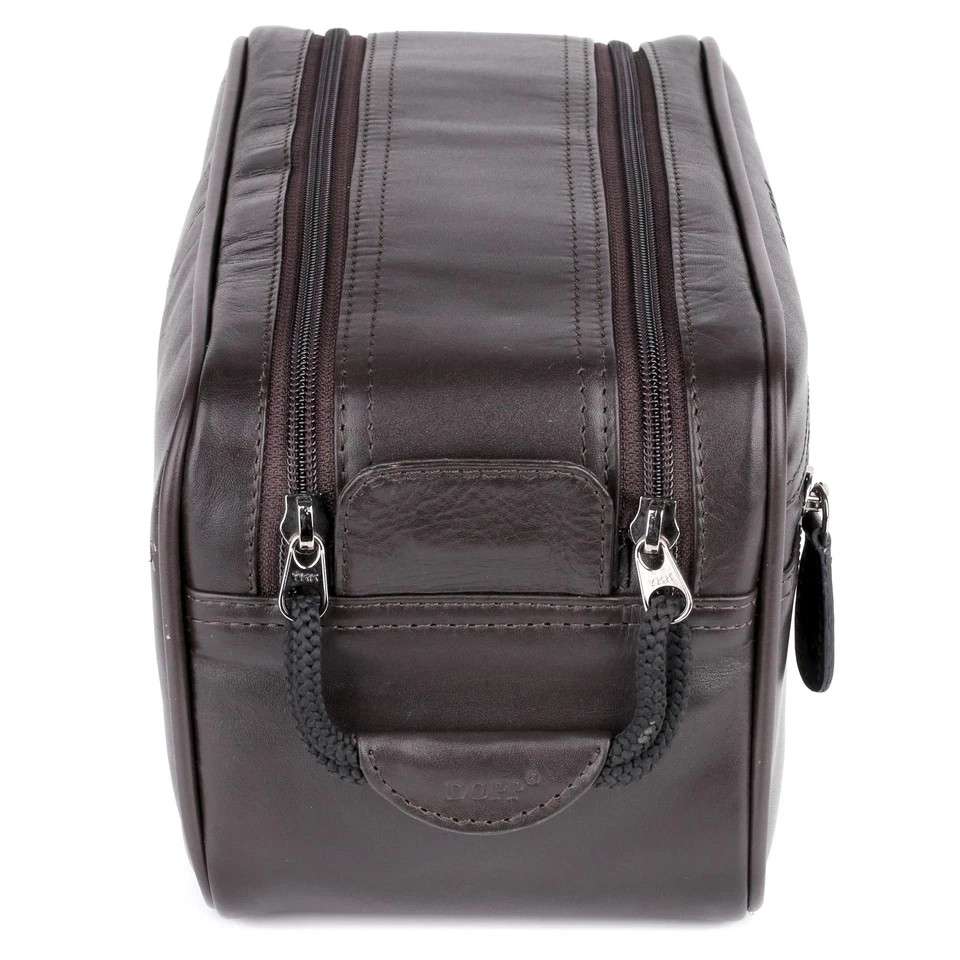 Dopp Leather Soft Sided Multi-Zip Travel Shave Kit Black