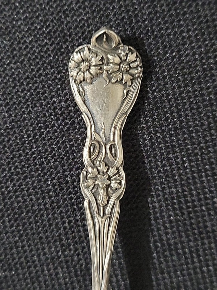 Antique Alvin Iris Pattern Sterling Silver Lemon Fork Art Nouveau c1904