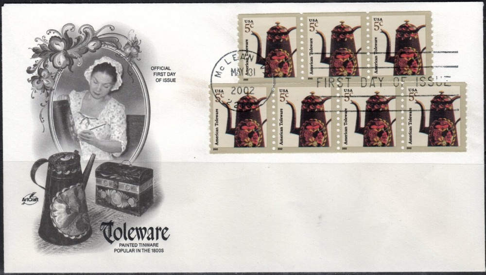 US Scott #3612 Unaddressed First Day Cover, "Toleware".