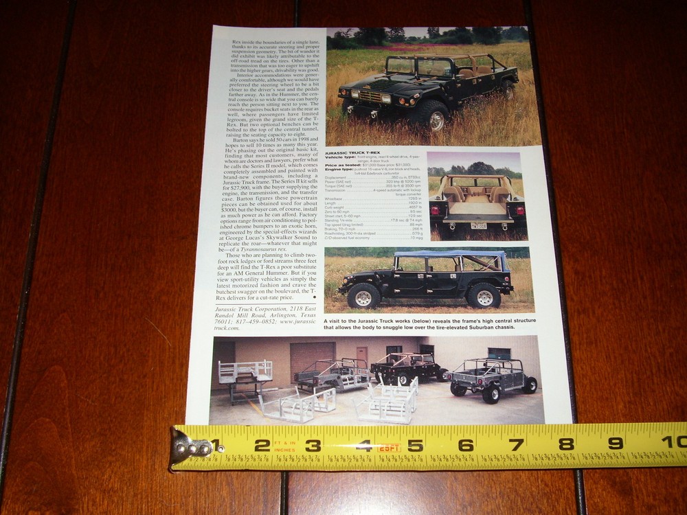 T-REX HUMMER - ORIGINAL 1999 ARTICLE
