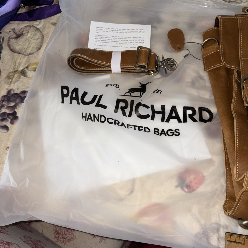 Paul Richard Leather Backpack W/ Strap And Inside Pockets