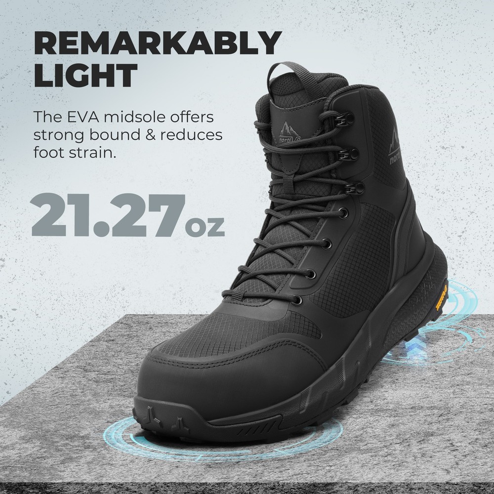 Men's Composite Toe Work Boots Lightweight Safety Side Zipper Construction Boots