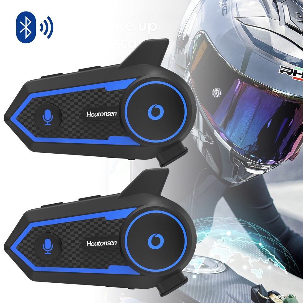 2x 1000M Wireless Interphone & Mic Motorcycle Bluetooth Headset Helmet Intercom