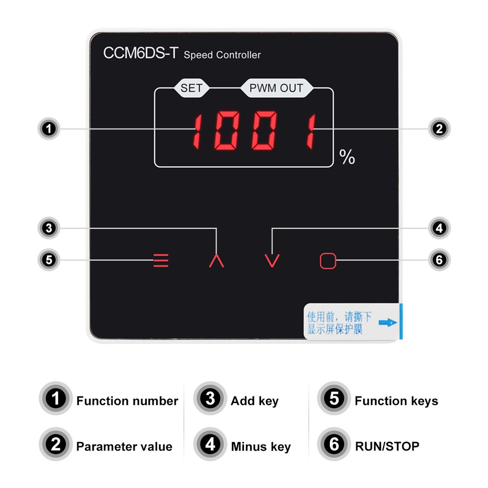 DC 12-80V 30A PWM Motor Speed Controller Digital Display Soft Start Delay Stop