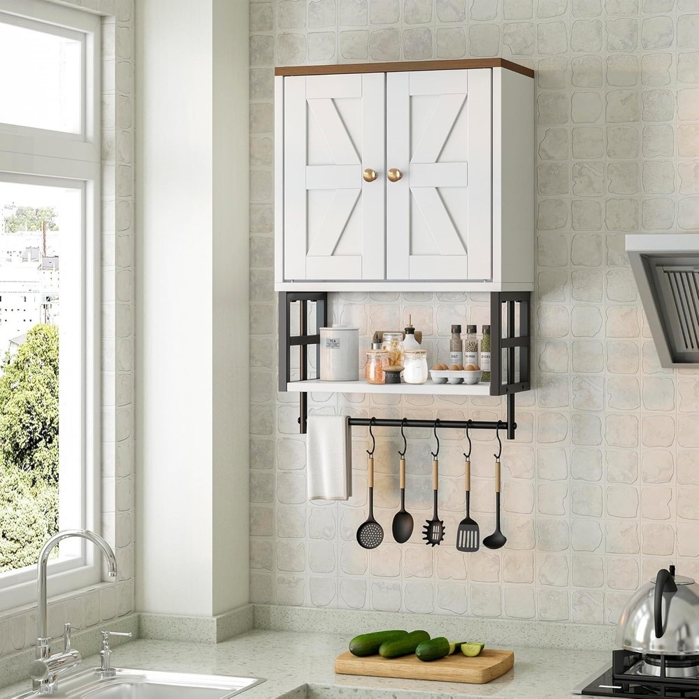 Wall Mounted Over Toilet Storage Cabinet Bathroom Adjustable Shelf Unit