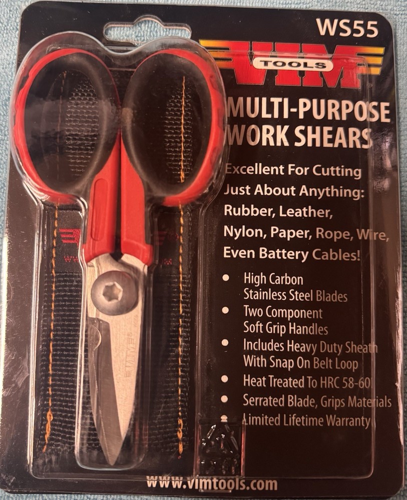 Vim Tools WS55 - Multi-Purpose Work Shears with Snap On belt Loop