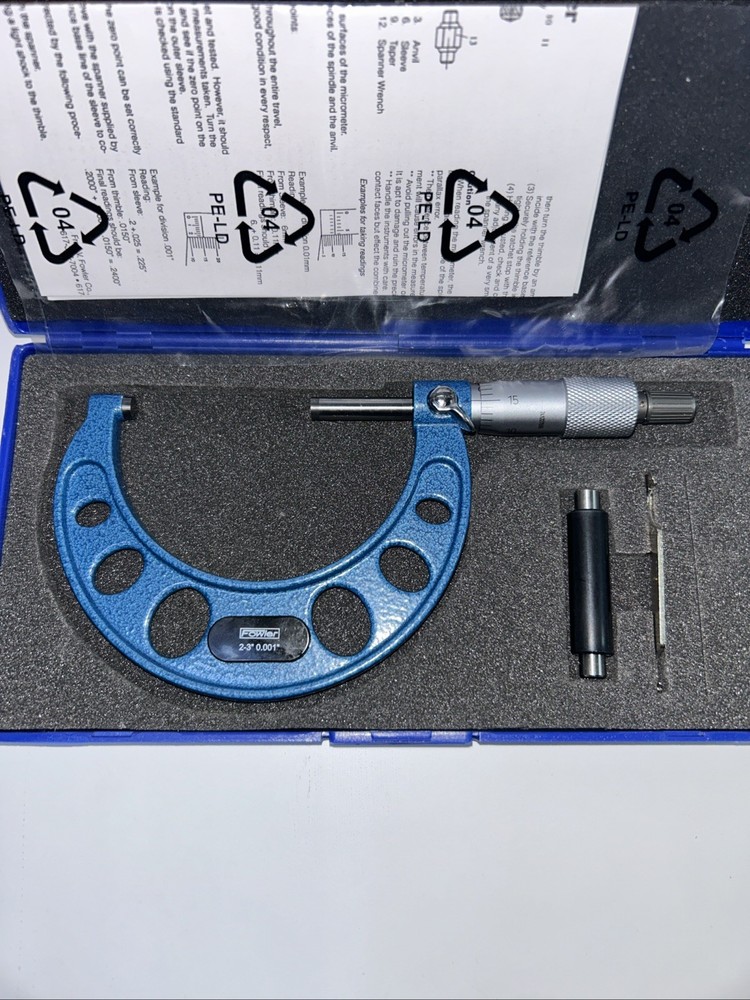 Fowler 52-253-003-1 Outside Micrometer, 2-3" Range, .001" Graduation