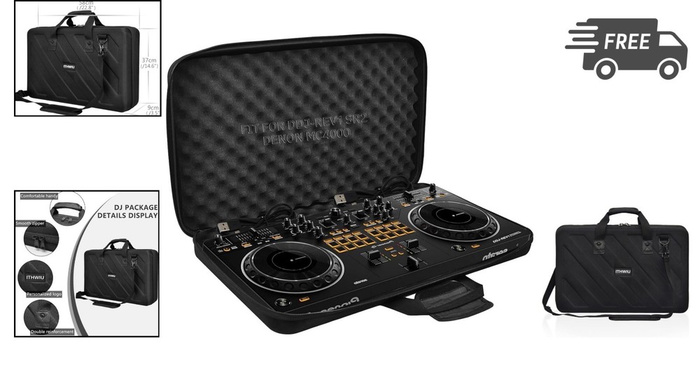 DJ Controller Case Hard Storage Bag Zipper Handle Shoulder Strap Padded Travel