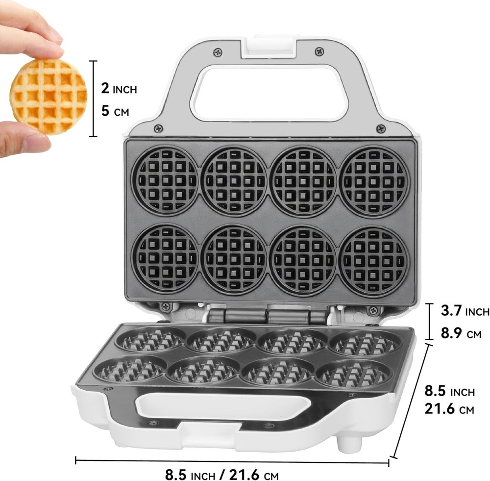 Mini Waffle Maker Machine, Tiny Waffle Bites Iron for Kids, Bake 8 x 2'' Tiny...