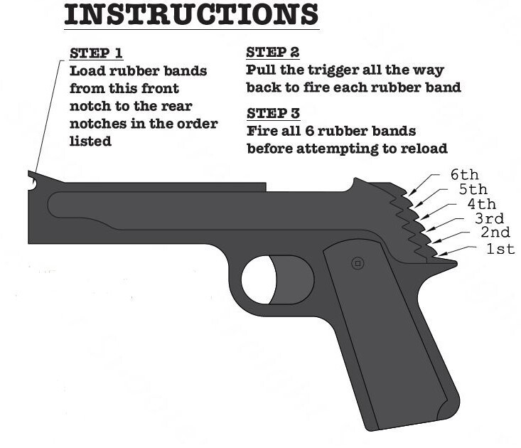 Elastic Precision Model 1911 Rubber Band Gun Made From Black Walnut