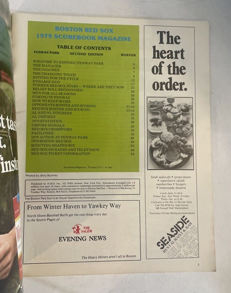 1979 Boston Red Sox vs. Oakland Athletics Baseball Game Program