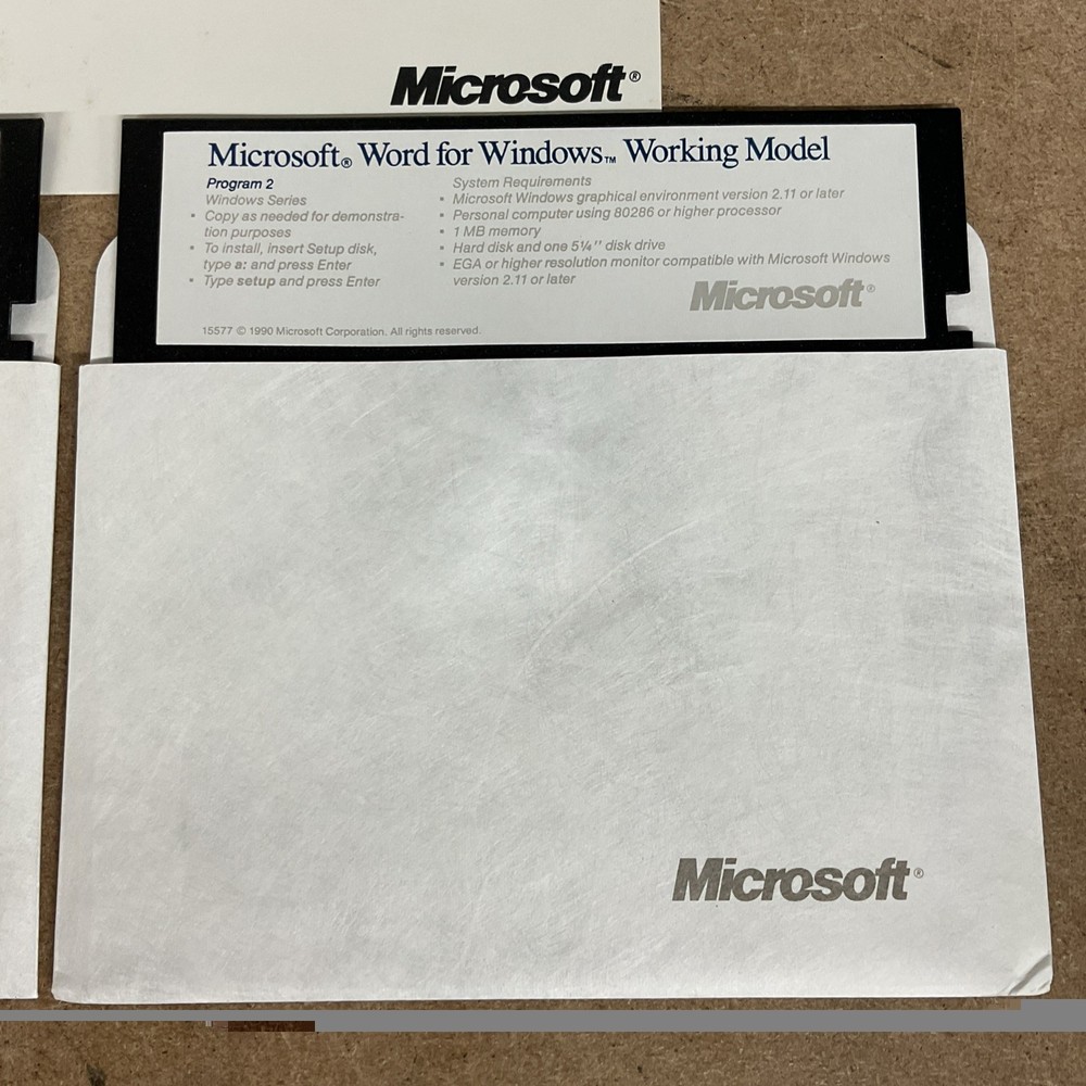 Microsoft Word Version 1.1 For Windows 5.25 Inch Floppy Vintage Computing