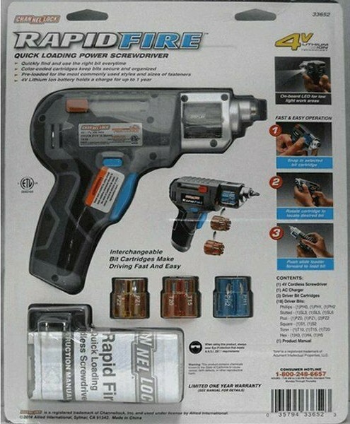 Channel Lock, Rapid Fire Power Cordless Screwdriver Quick Loading | LED Light