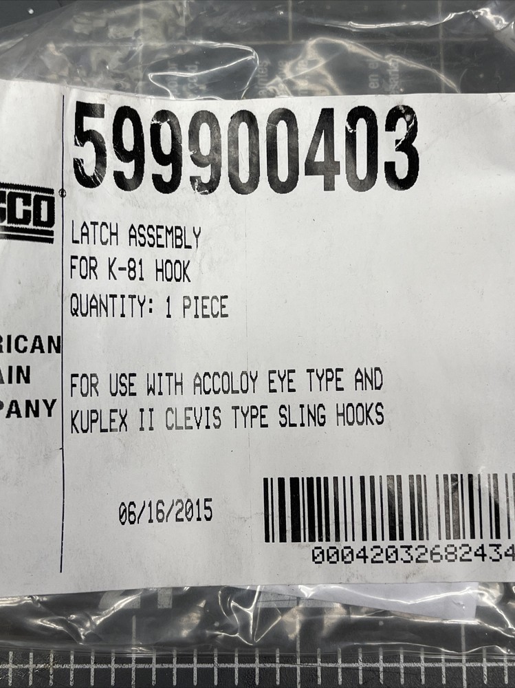 Latch Asembly For K-81 Hook Hoist Chain Fall (x63