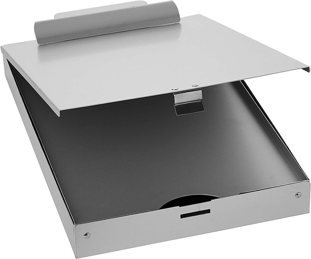 Metal Clipboard Case Paper Storage Box Aluminum Form Holder Self-Locking Student