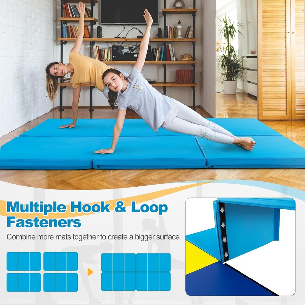 Folding Gymnastics Mat, 6’ x 2’ x 2’’ Thi Tri-Fold Exercise