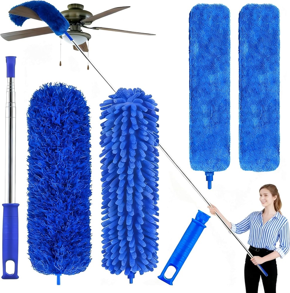 Profal Microfiber Feather Dusters for Cleaning, Extendable Bendable